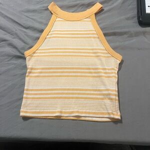 American Eagle Outfitters Yellow and White Halter Tank